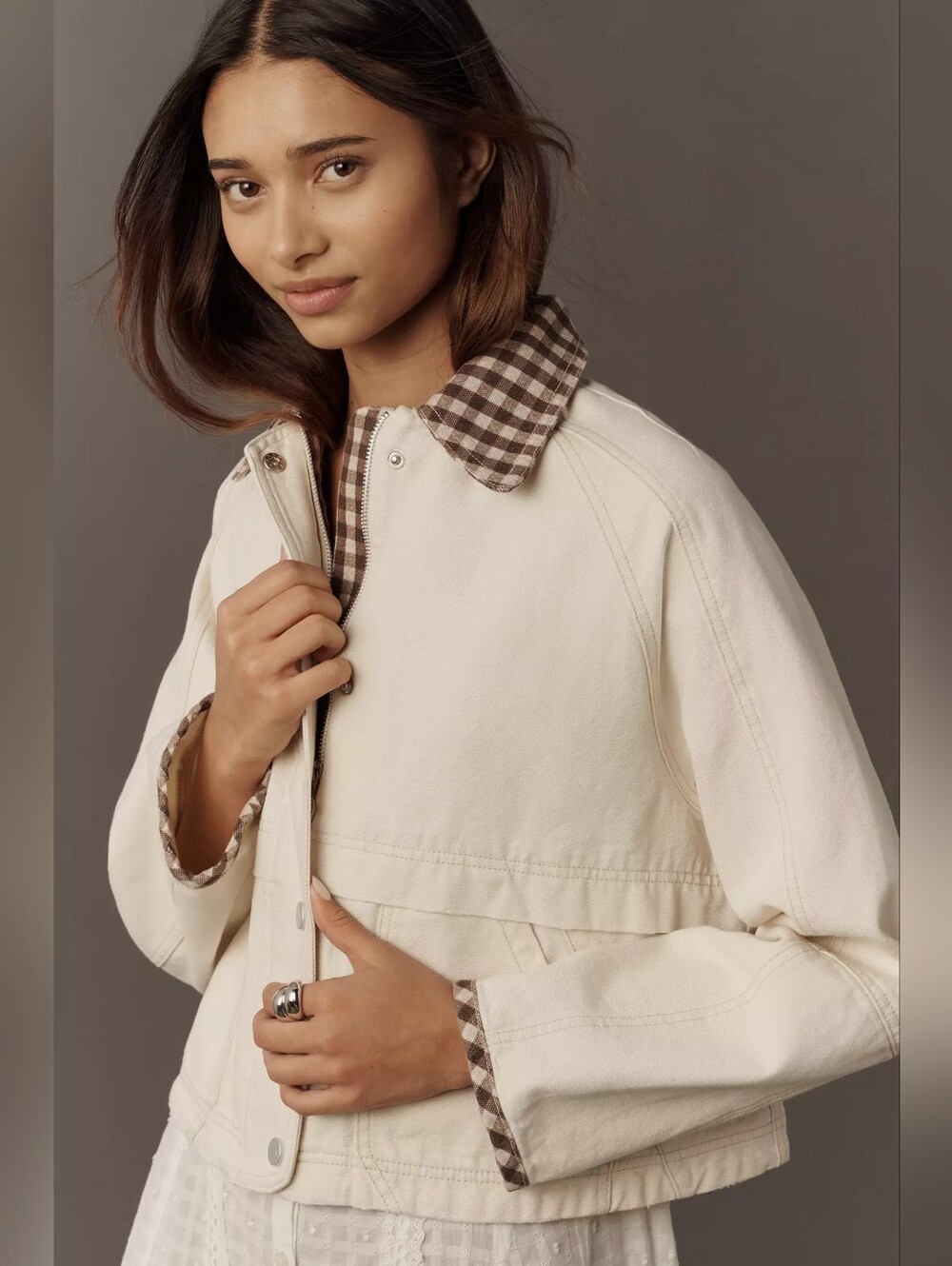 Anthropologie Lexie Cropped Workwear Jacket by Pilcro Talc XL